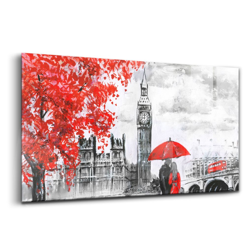 Glasmalerei - dekorative Malerei - moderne Malerei - 140x70 - Big Ben London Panorama der Stadt