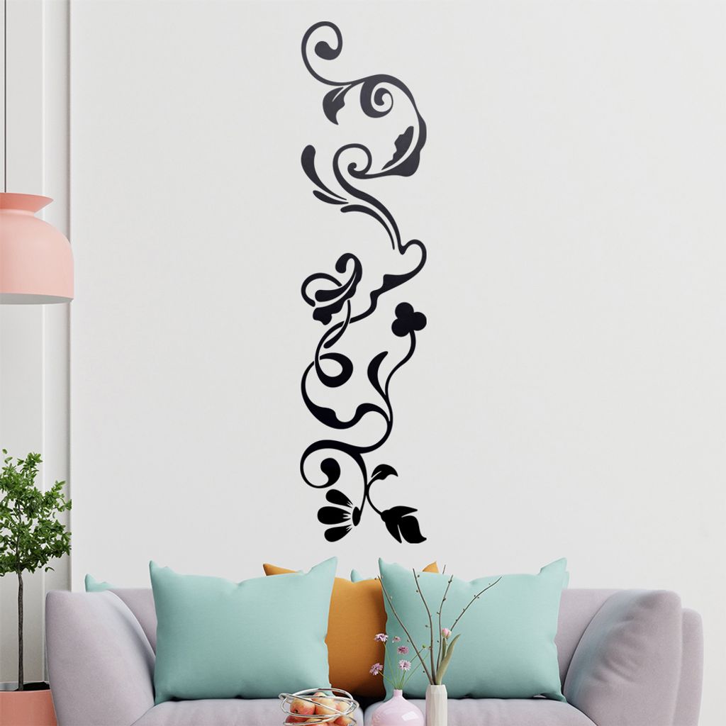 filigranes Blütenornament Wandtattoo in 6 Größen - Wandaufkleber Wall Sticker - Dekoration, Küche, Wohnzimmer, Schlafzimmer, Badezimmer