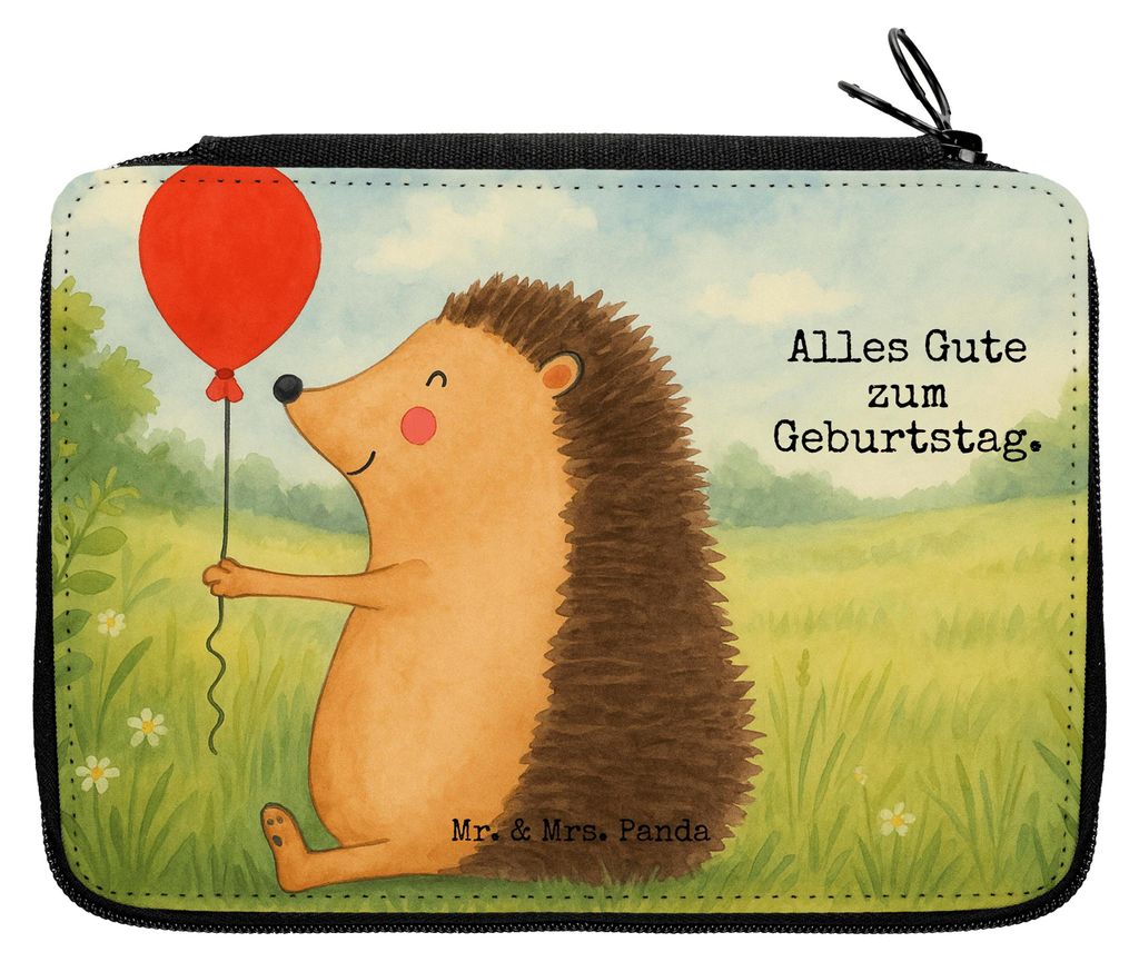 Mr. & Mrs. Panda Schlampermäppchen Igel Luftballon Design - Weiß - Geschenk, Glückwunsch, Bleistiftetui, Herzlichen, Stifteetui, Lustige Sprüch...