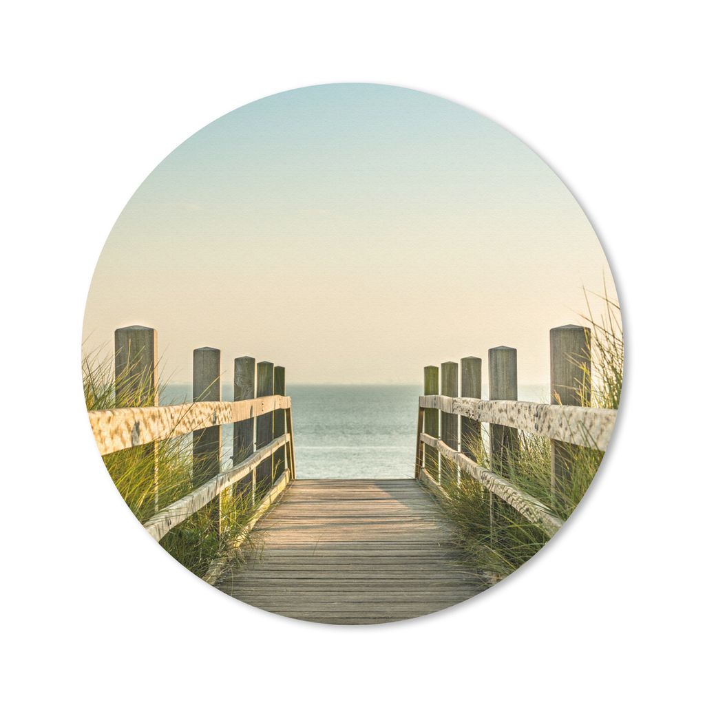 MuchoWow Mauspad Mousepad Meer - Weg - Zaun 20x20 cm - Mousepads - Maus Mat - Pad - Mausunterlage - Schreibtischmatte