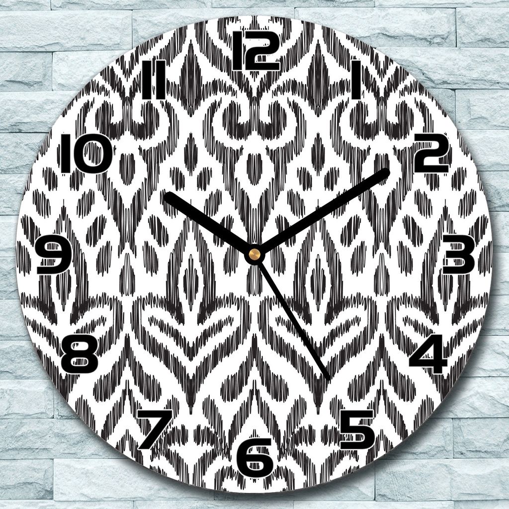 Wanduhr aus Glas Rund fi 30 Skizziertes Muster Quarz Deko Wohnzimmer Büro