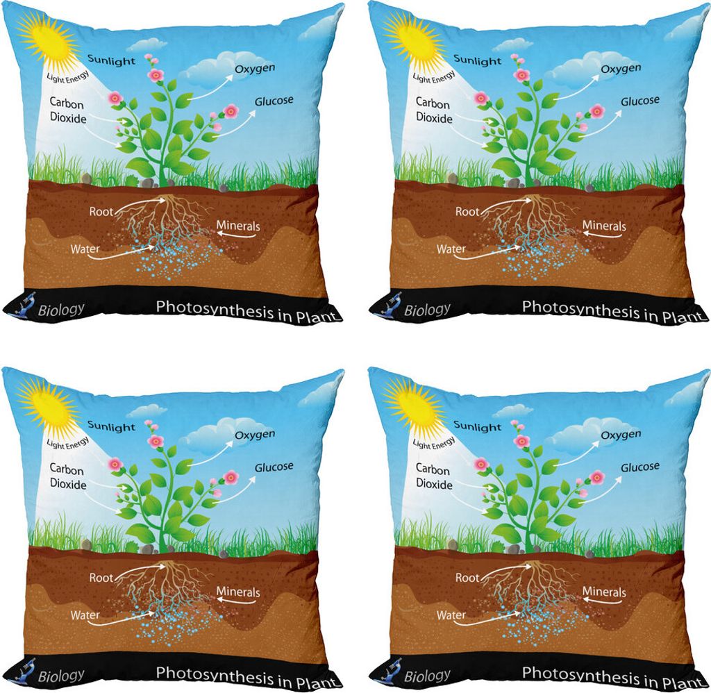 ABAKUHAUS Lehrreich Kissenbezug Set (4 Stück), Anlagenschaltbild Stil, Moderner Doppelseitiger Digitaldruck, 40 cm x 40 cm, Mehrfarbig