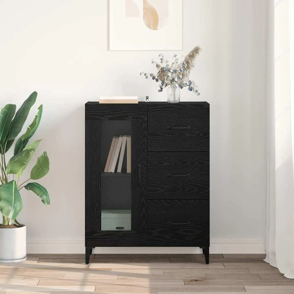 vidaXL Credenza Rovere Nero 69,5x34x90 cm | Mobiletto Salotto Robusto - 4