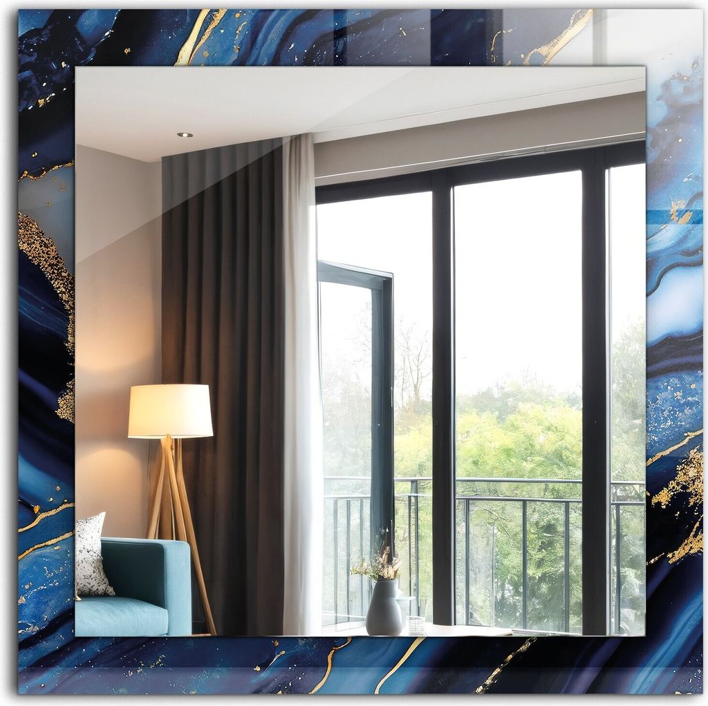 Bedruckter Spiegel - Wandspiegel - Dekorativer - Modern - 60x60 cm - Abstrakte Marmorkunst
