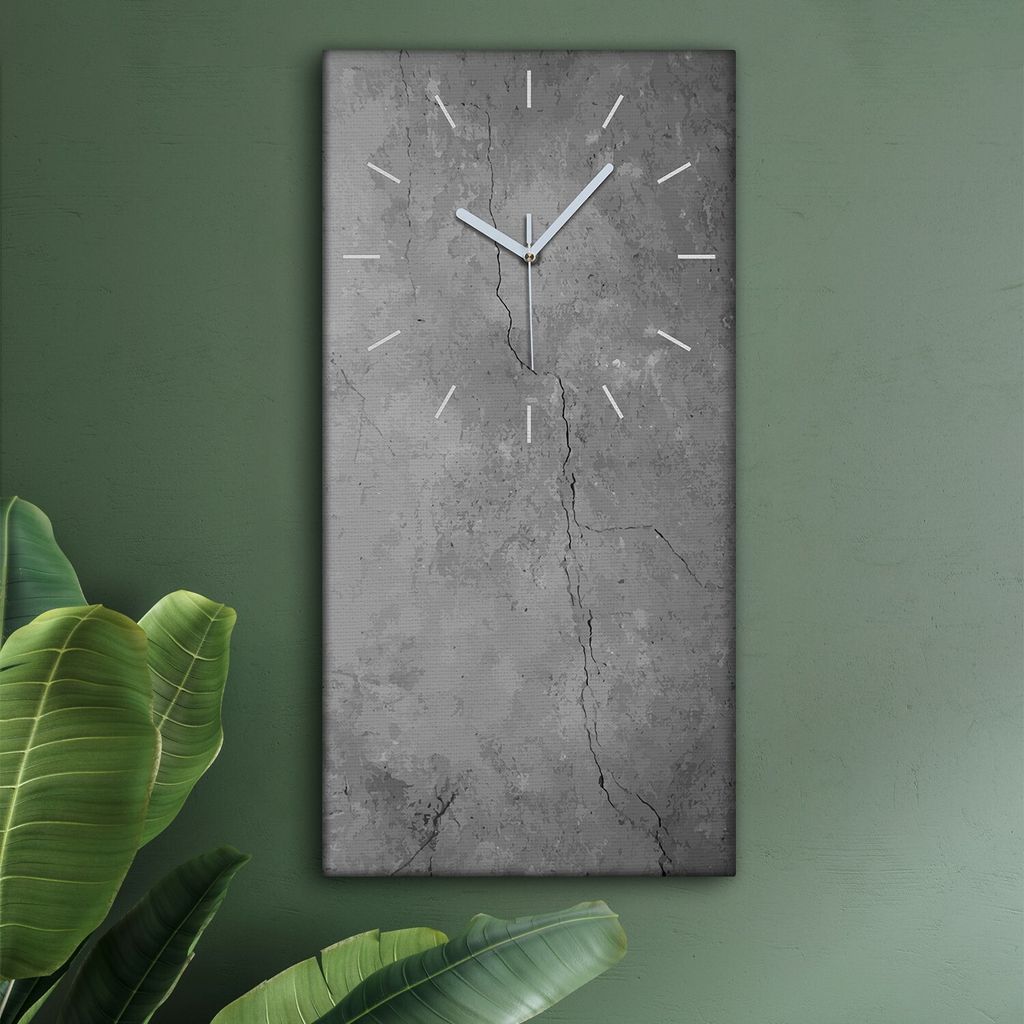 Wohnzimmer Leinwand Uhr Geräuschlos Küche 30x60 Beton, Motive, Struktur, Textur, weiße Zeiger