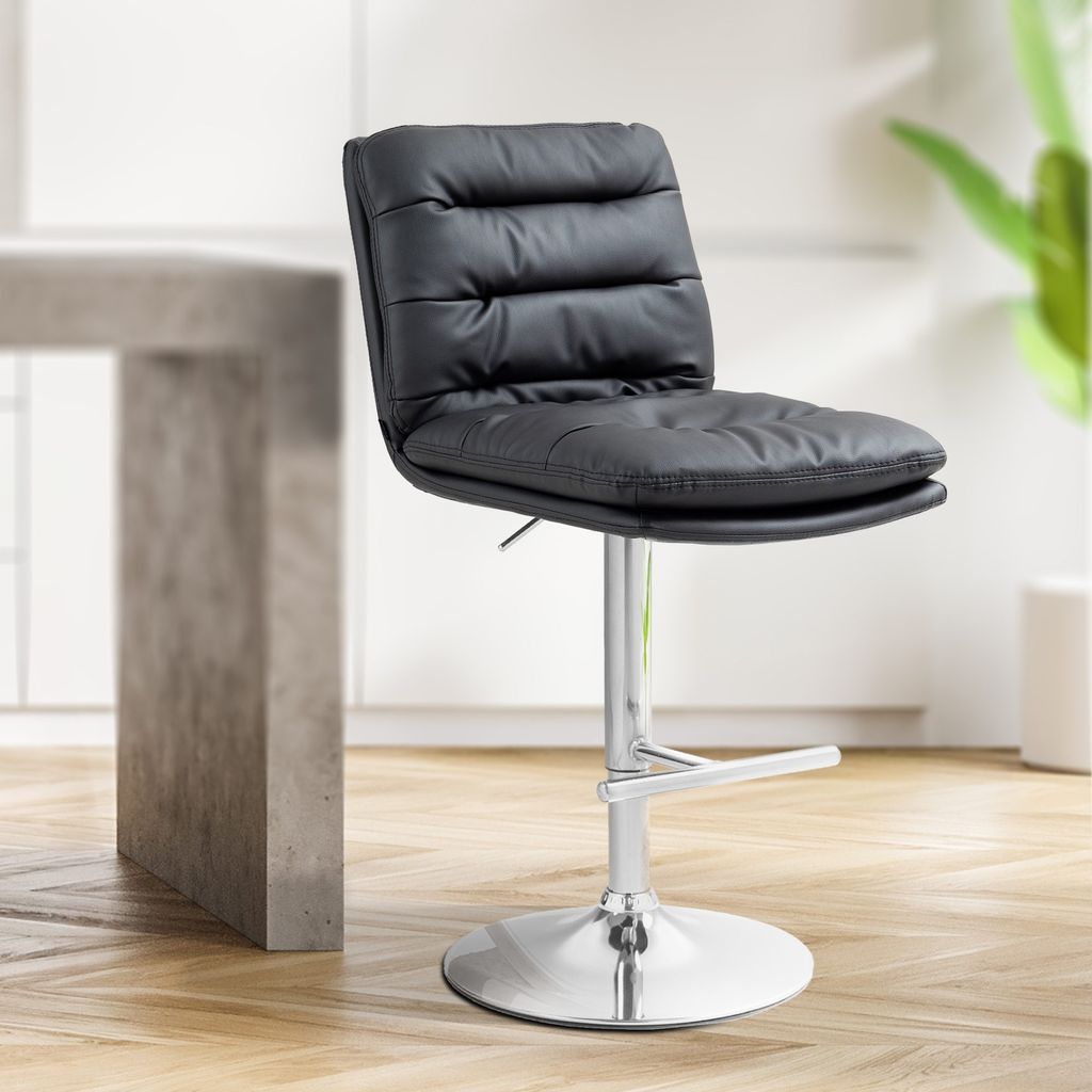 Barhocker HLO-CP246 Kunstleder chrom schwarz