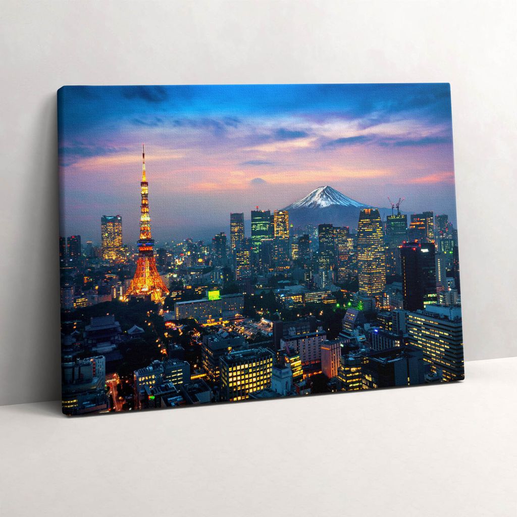 Stadt bei Nacht – Leinwandbild Wandbild – 80x60 cm – Leinwandbilder – Wandbilder – Schlafzimmer – Flur