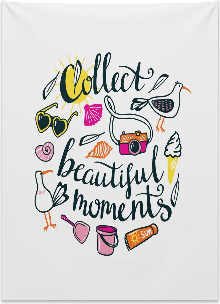 Abakuhaus Kamera Wandteppich, Sammle schöne Erinnerungen aus Weiches Mikrofaser Stoff Kein Verblassen Klare Farben Waschbar, 110 x 150 cm, Mehrfarbig