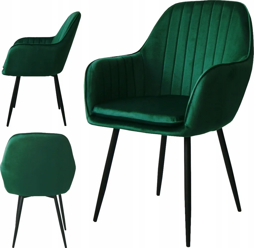 Chaise en velours vert ultra confortable - Qualité QUEEN 85 cm