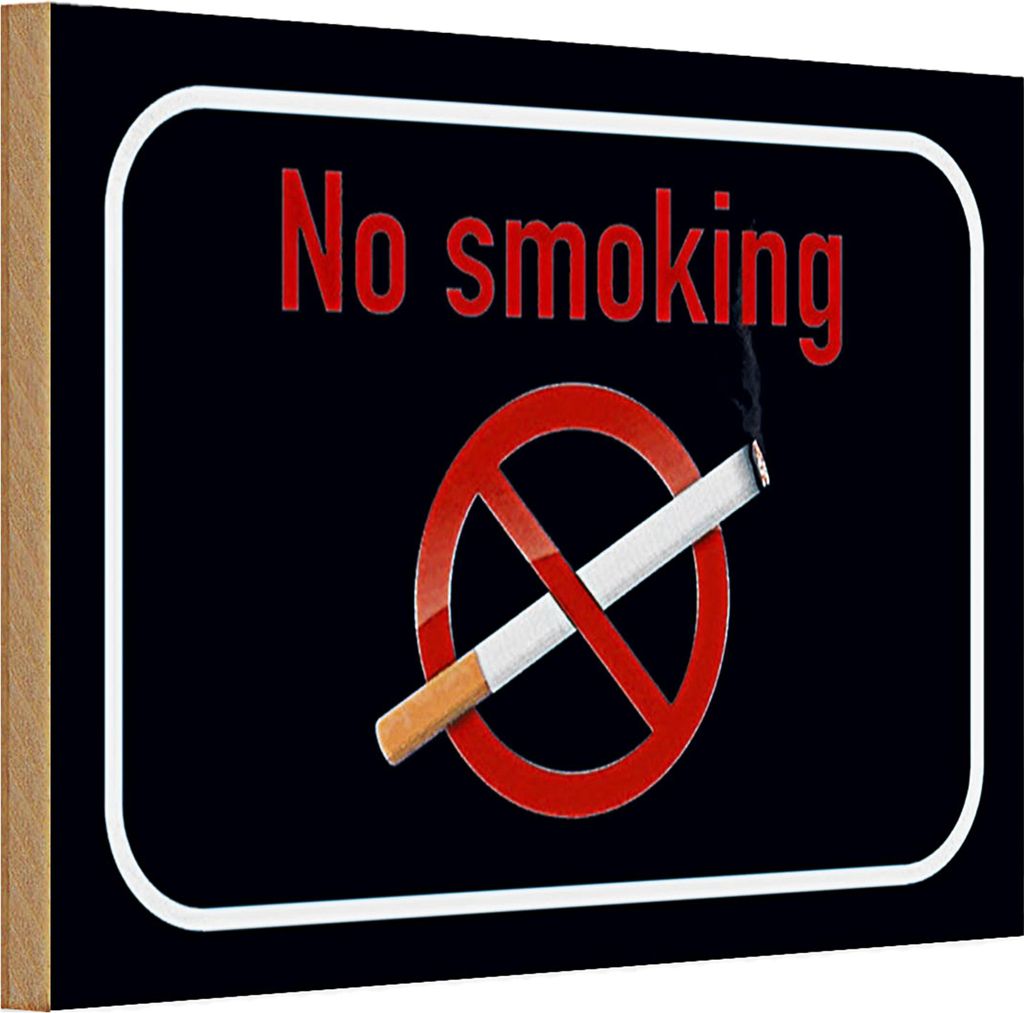 Holzschild Verbot 30x20cm No smoking Rauchverbot schwarzes Schild