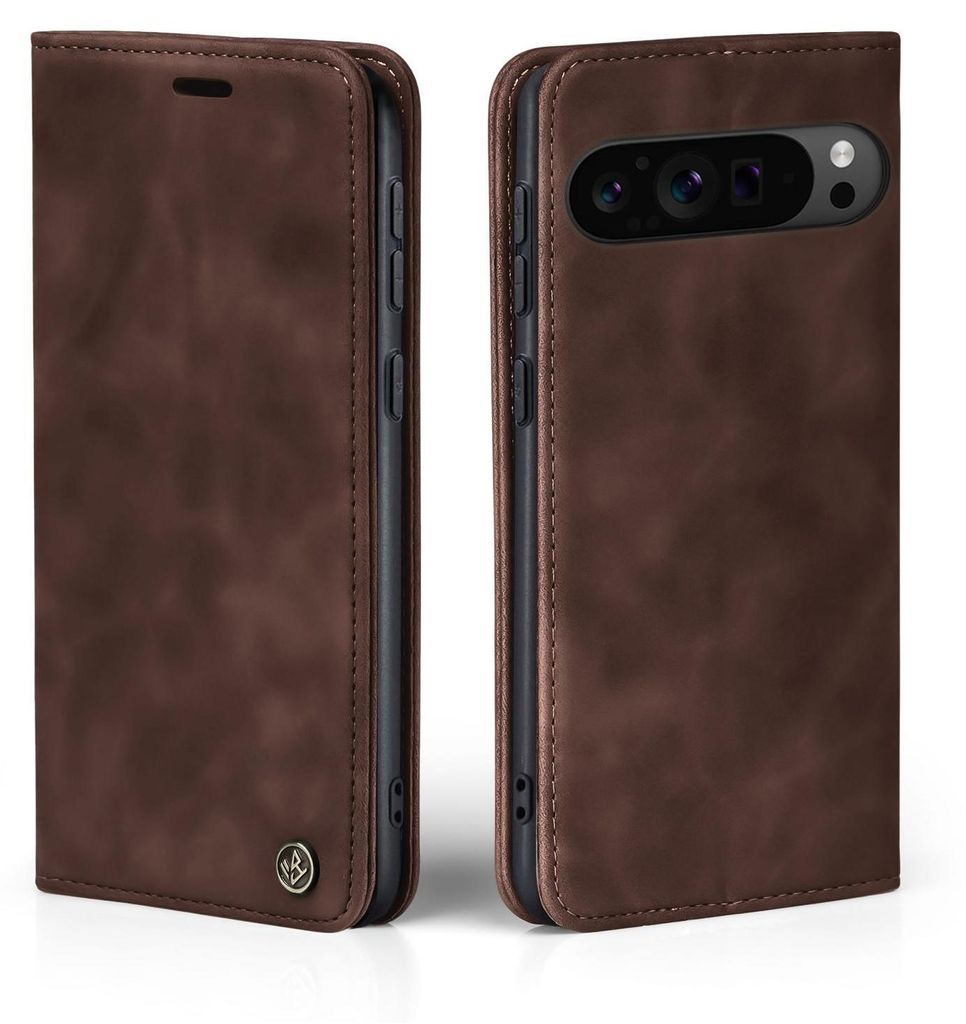 Handy Hülle für Google Pixel 9 Pro XL Klapphülle Bookcase Flip Cover Handy Tasche Etui Farbe: Dunkelbraun