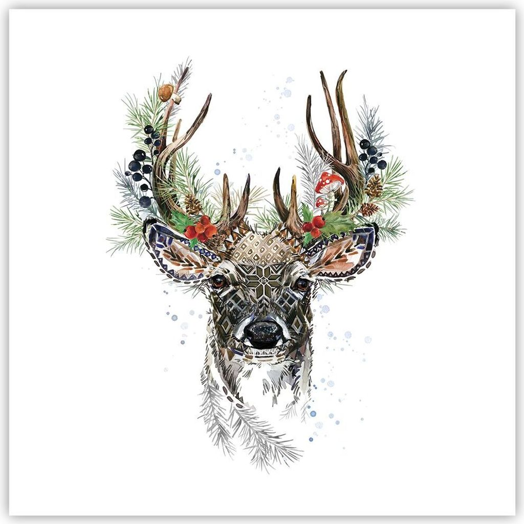 Poster - Poster ohne Rahmen - Surrealismus Hirsch Boho - 60x60 cm - Wand Bild - Wanddeko - Wandbilder - Kunstposter - Wandposter - Bilder - Kunstdr...