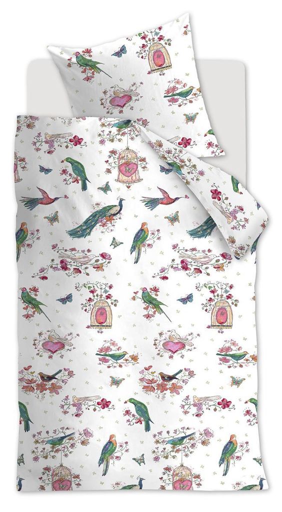 Beddinghouse x Hanneke de Jager Bettwäsche Sweet Birds_Pink_DE_UV_135x200 135 x 200 cm + 1x 80 x 80 cm 1 Bettbezug, 1 Kissenbezug