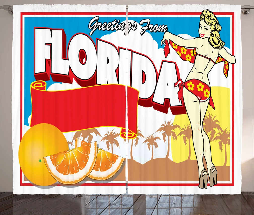 Tenda Soggiorno ABAKUHAUS Florida Pin-Up Girl e Arance 280x175