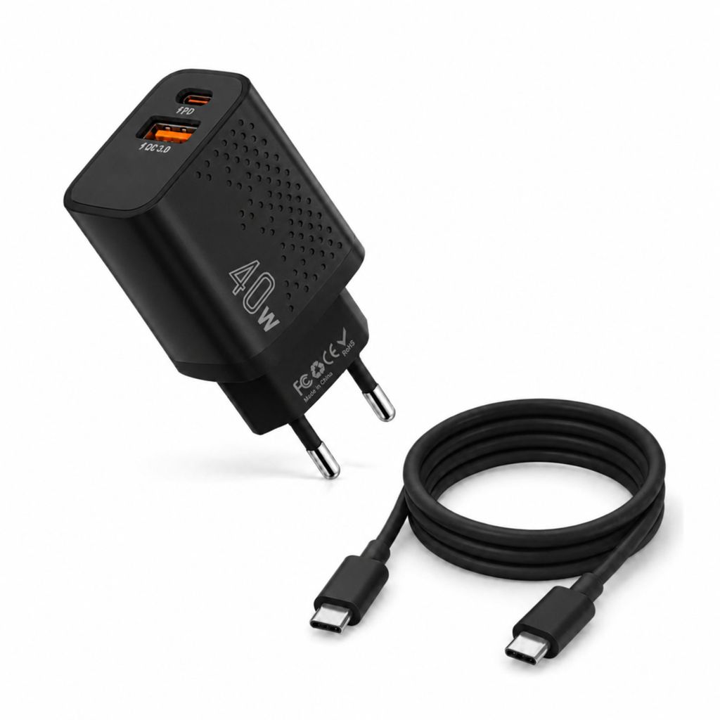 40W USB-C GaN Ladegerät mit 2m USB-C Ladekabel (20W) - Produktbild 