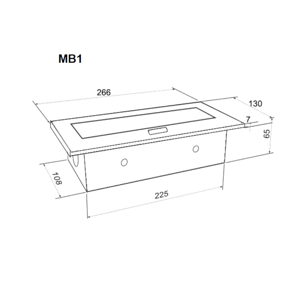 Prise de table encastrable 3 sorties 250V MB1 noir finition mate