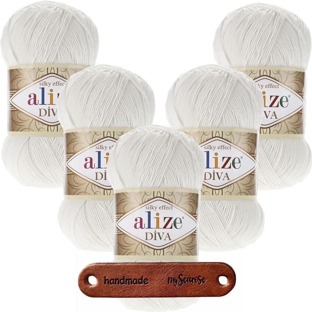 5 x ALIZE Diva 450 Pearl mit Label