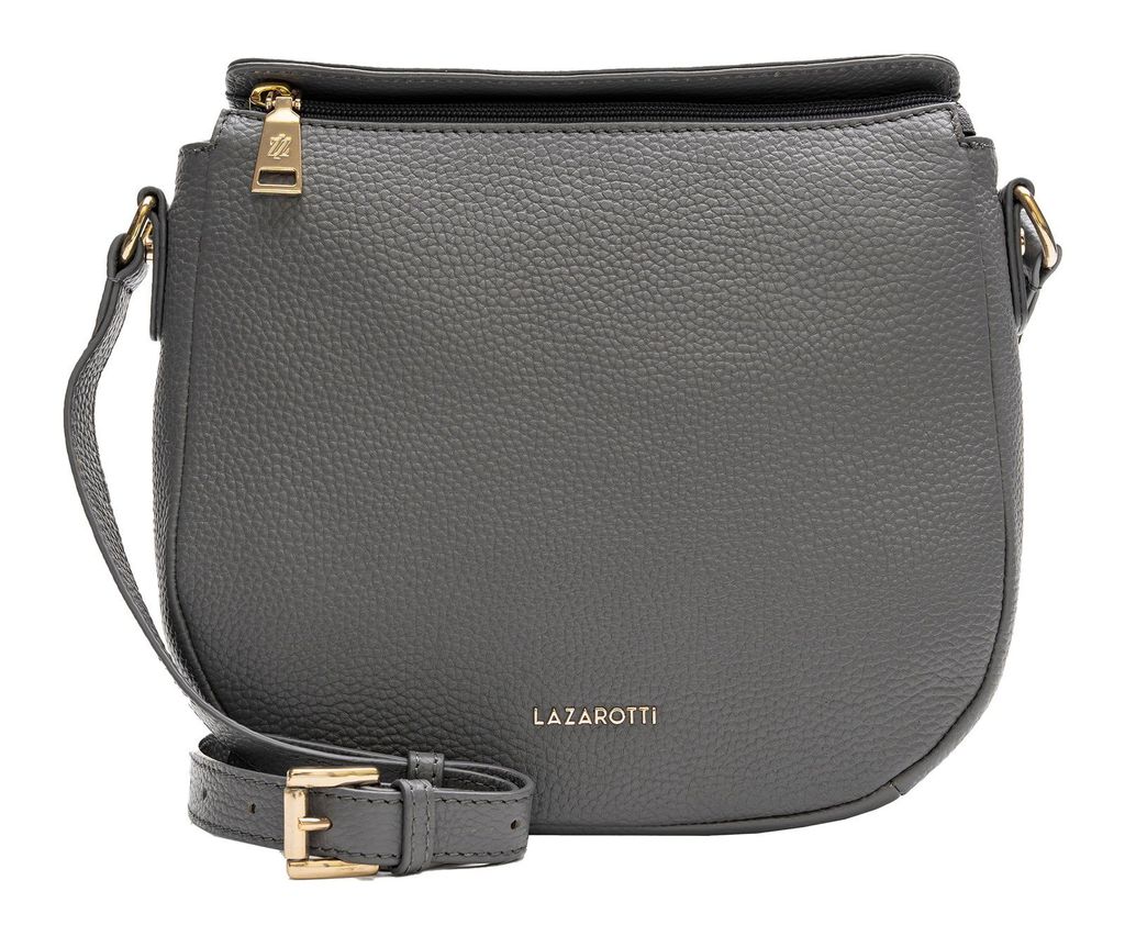 Lazarotti Leder Umhängetasche Schultertasche Bologna Leather Nola-13 Grey grau