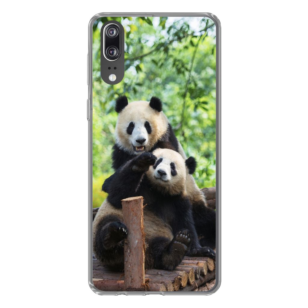 MuchoWow Handyhülle Schutzhülle Hülle für Huawei P20 Panda - Brücke - Natur Silikon Softcase Handy Hülle - Hardcover