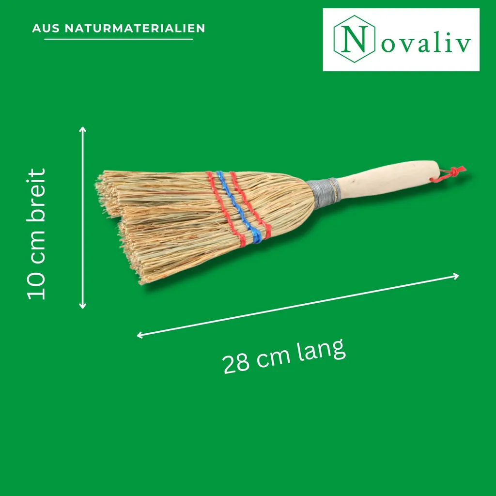 Novatool 2x scopa piccola scopa a spazzola con manico corto 28cm scopa di paglia scopa per bambini scopa da strega piccola scopa da giardino MINI scopa piccola IDEALE come scopa per bambini e scopa da campeggio - 5