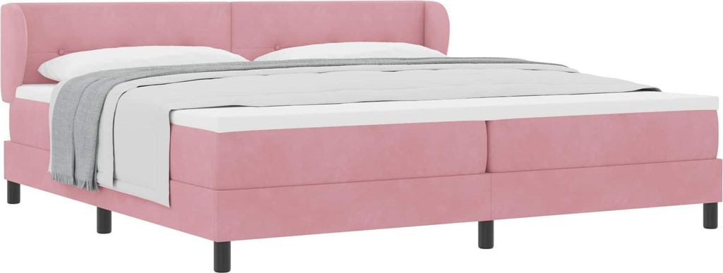 Boxspringbett mit Kopfteil Rosa 200 x 200 cm Samt
