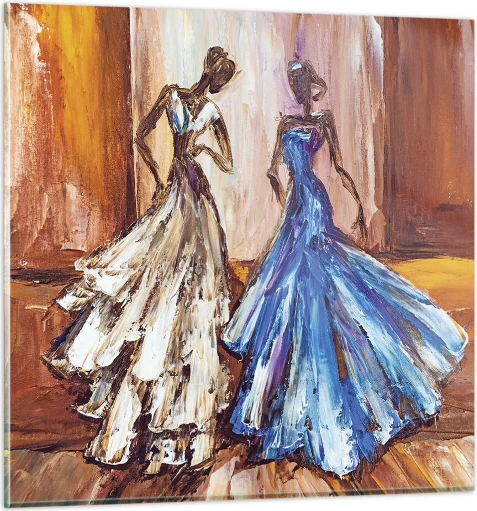 Bilder auf glas - Einteilig - Frauen Kleider Öl - 60x60cm - Glasbilder - Wandbilder - Bilder - zum Aufhängen bereit - Wanddekoration aus Glas - G...