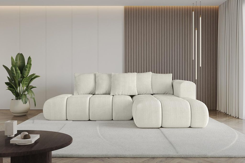 ALTDECOR Ecksofa mit Schlaffunktion und Bettkasten CLOUD-L-v1 280x185x90 Hellgrau - Corner Sofa Bett Eckcouch Couch L-Form Schlafcouch Ausziehbar W...