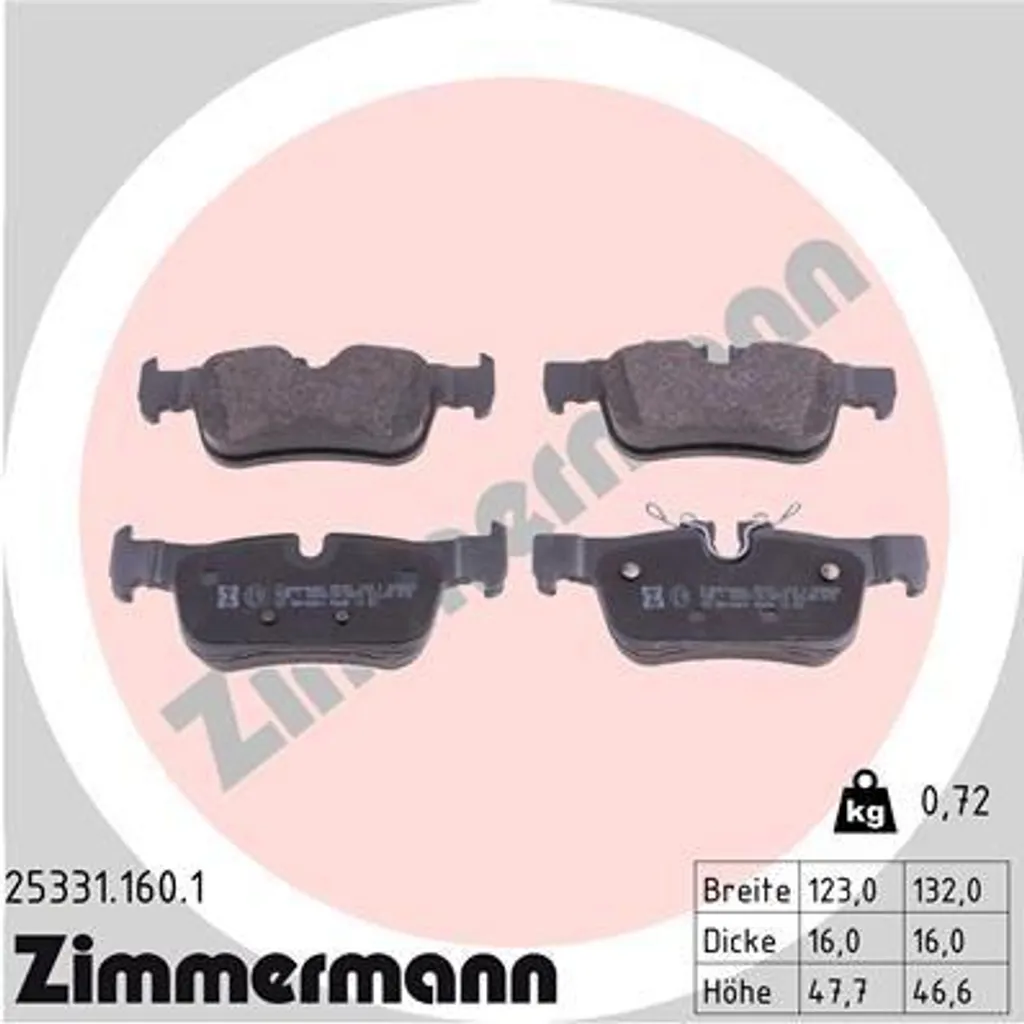 Plaquettes de Frein Zimmermann 25331.160.1 Haute Résistance Usure