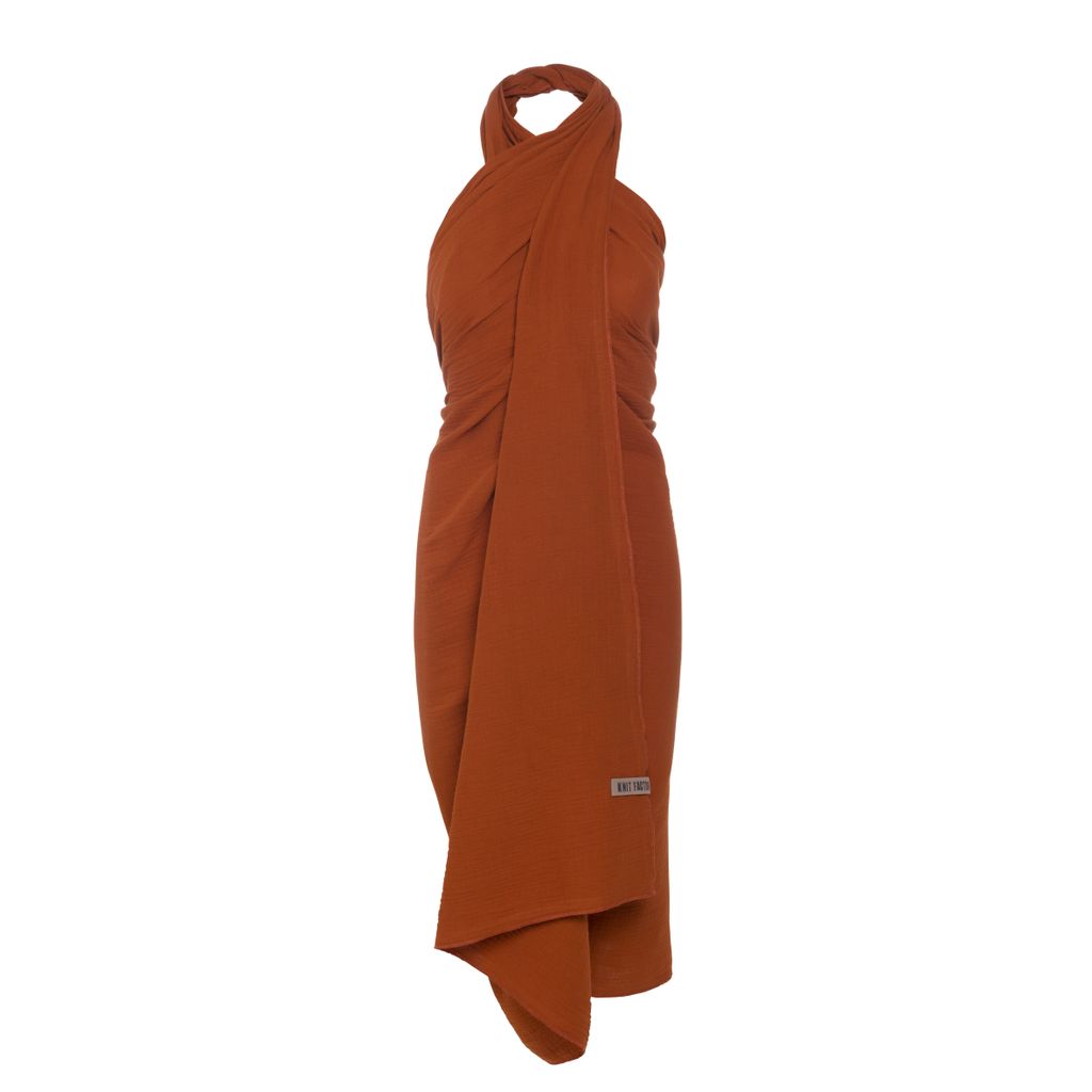 Knit Factory Liv Pareo - XL Musselintuch - Strandtuch - Terra - 180x130 cm