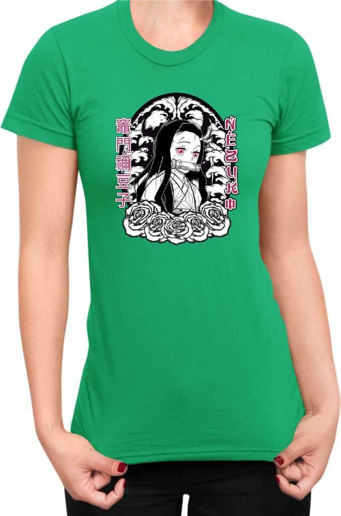 Damen T-Shirt Japan Manga Anime Comics Animation Demon Anime Slayer Nezuko 18, Lady L / Grün