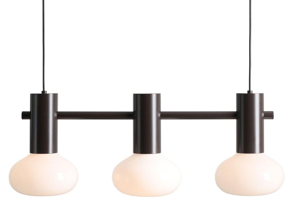 Hängeleuchte Metall Glas H: max. 250 cm Mokka Weiß E14 3-flammig länglich Modern Hängelampe
