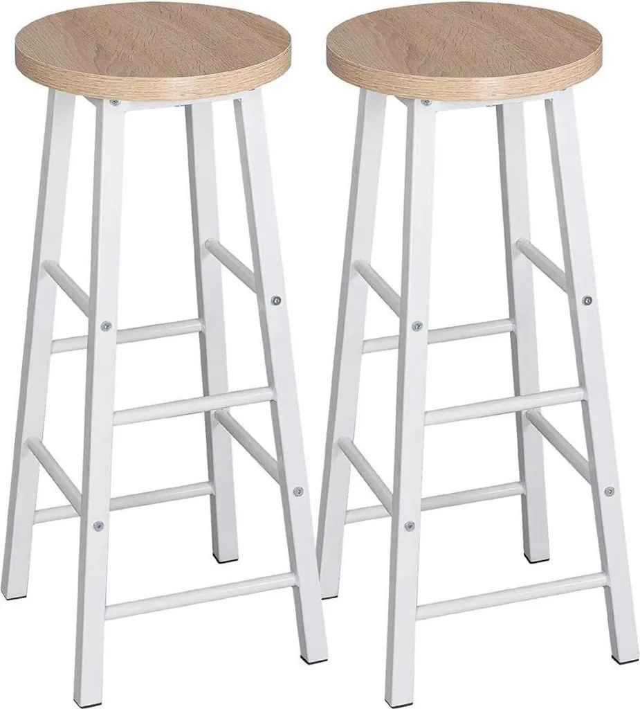 Tabouret de bar 71cm lot de 2 sans dossier pour petits espaces chêne