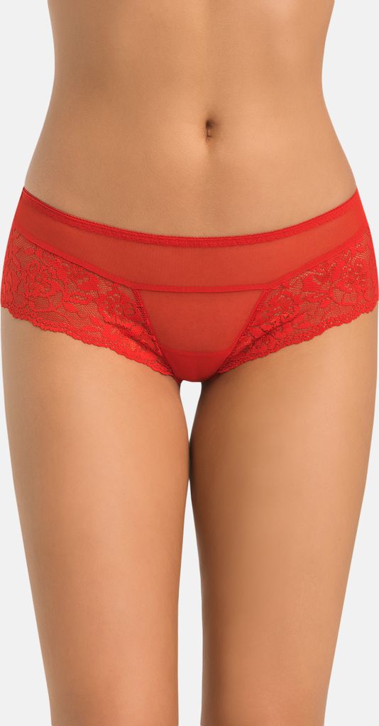 Teyli Brasilianischer Mesh Slip mit floraler Spitze Betti Female 317 rot XL