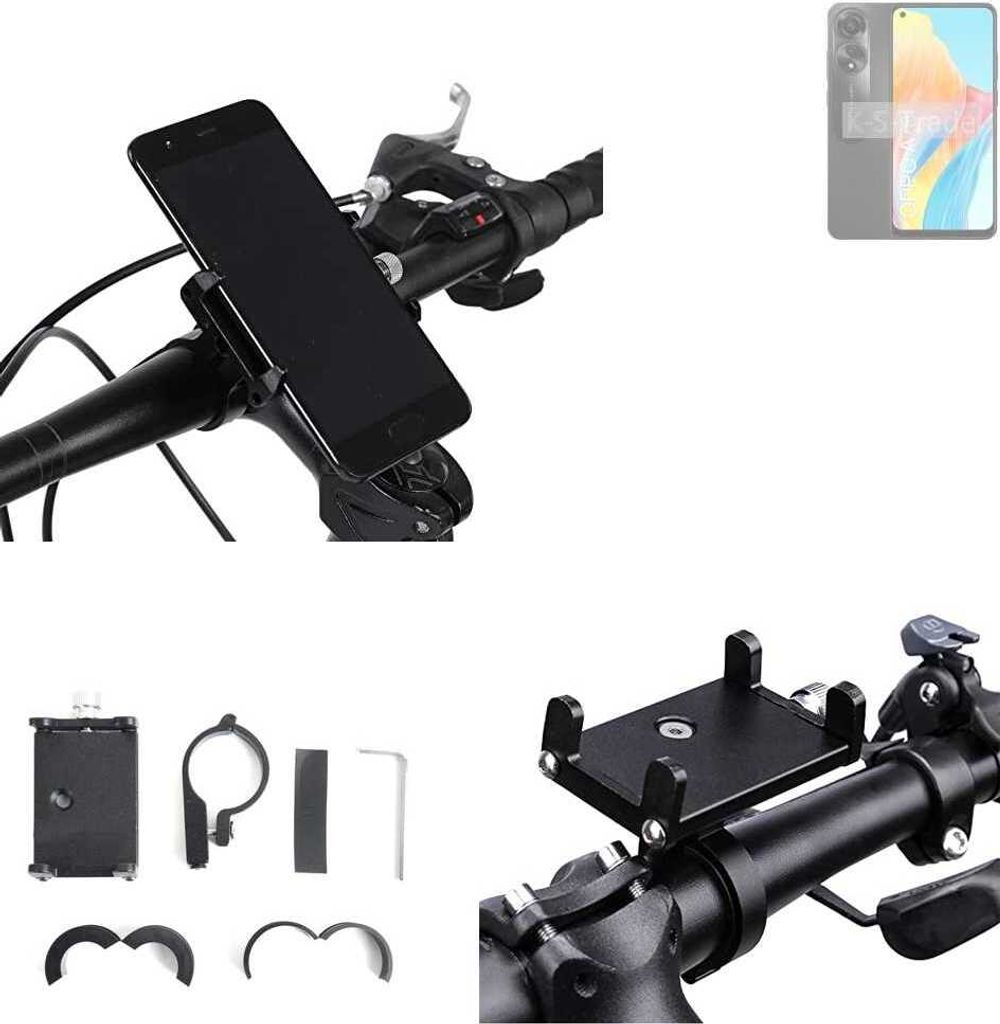 K-S-Trade Handyhalterung für das Fahrrad kompatibel mit Oppo A78 4G Halter Lenkstange Fahrradhalterung Motorrad Bike Mount Befestigung Smartphone
