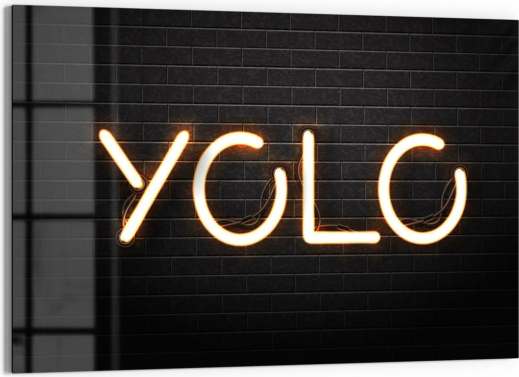 DEQORI Magnettafel Glas 60x40 cm 'Leuchtbuchstaben YOLO' beschreibbar Whiteboard