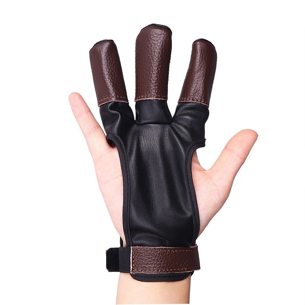 Bogenschießhandschuhe und Bogenauslösehandschuhe aus Kunstleder und Rindsleder, 3-Finger-Schutz, S–XL, für Herren, Damen, Kinder und Jugendliche