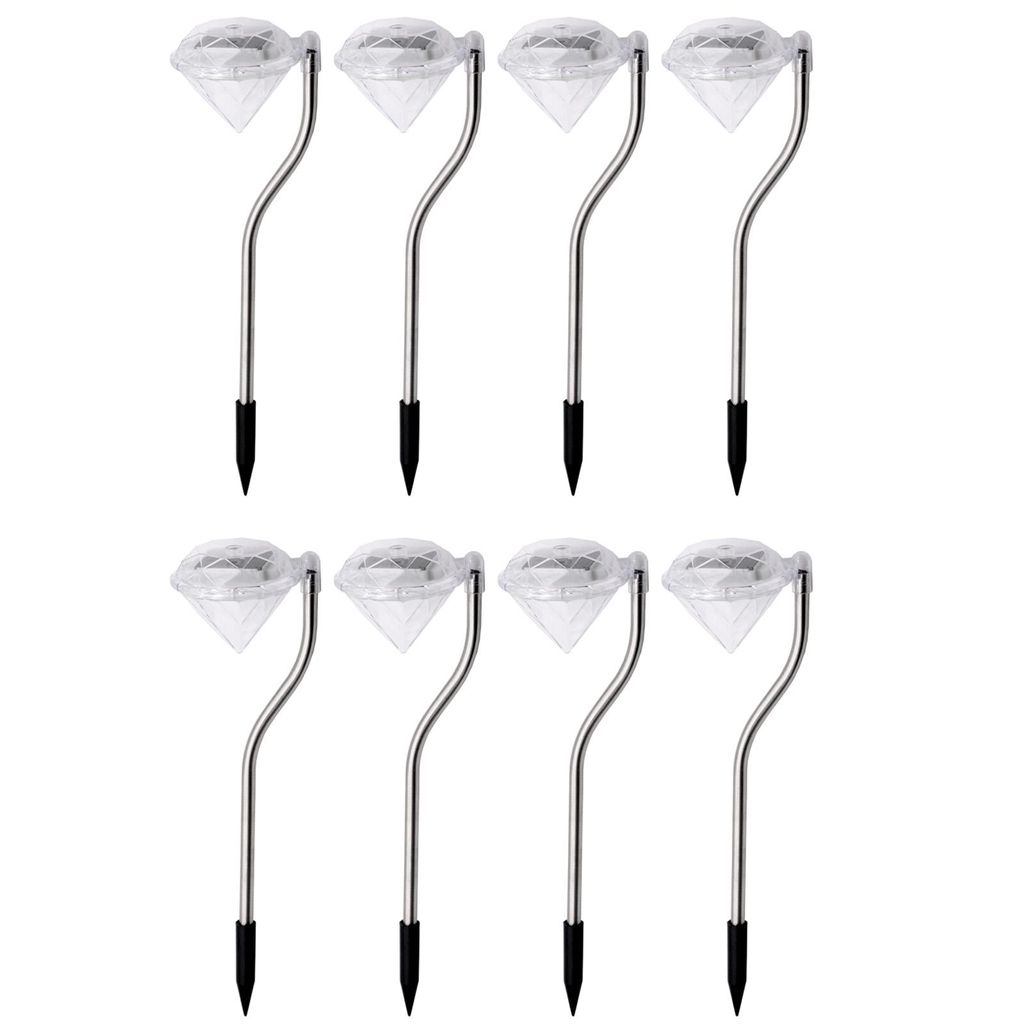 8x Edelstahl LED Solar Gartenleuchte Diamant Farbwechsler Produktbild 