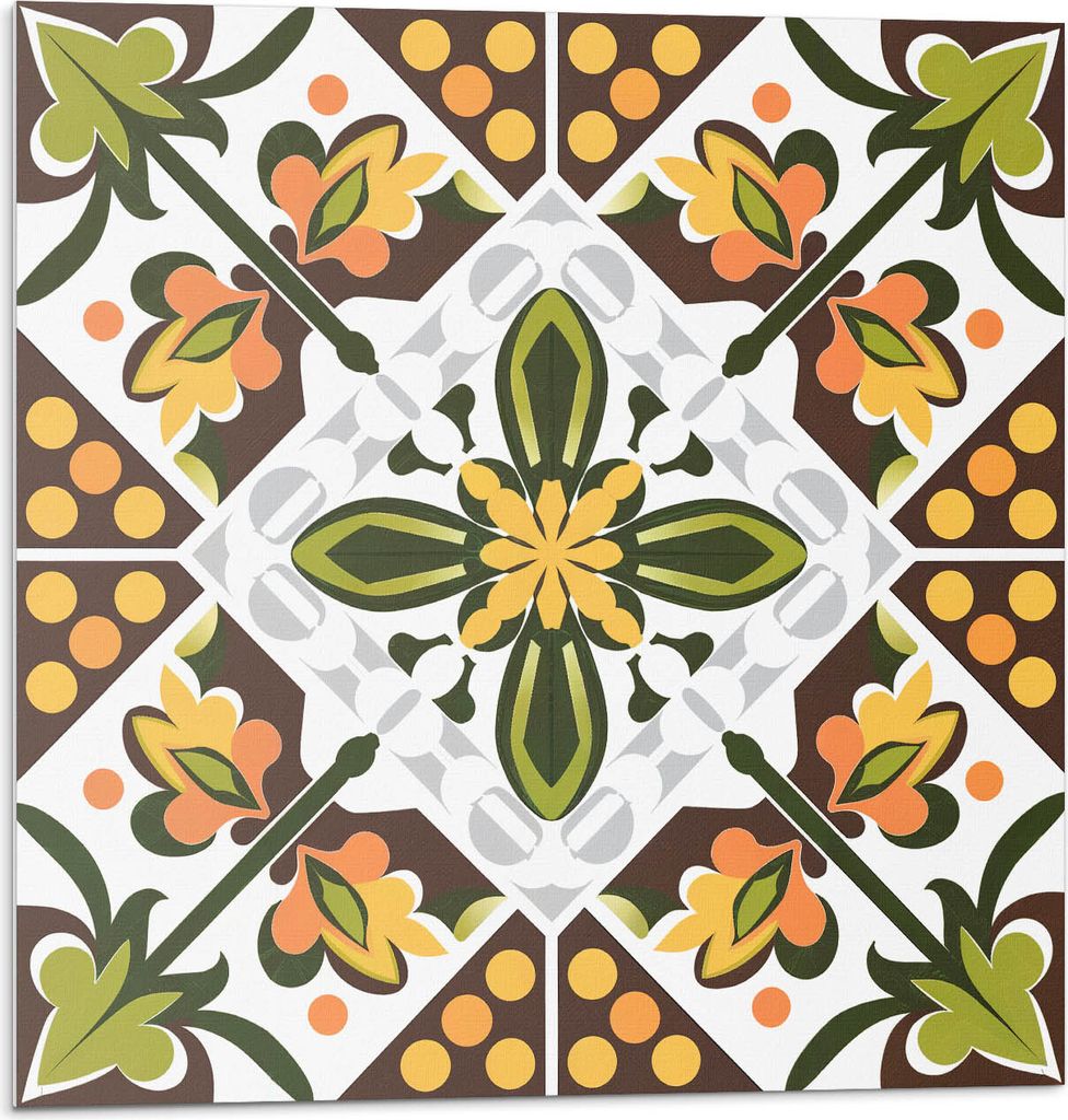 Blumenmuster In Symmetrie – Selbstklebende Fliesen – Wandverkleidung – Wandpaneel – PVC Fliesen – Vinylflisen – PCV Flisen – Selbstkl...