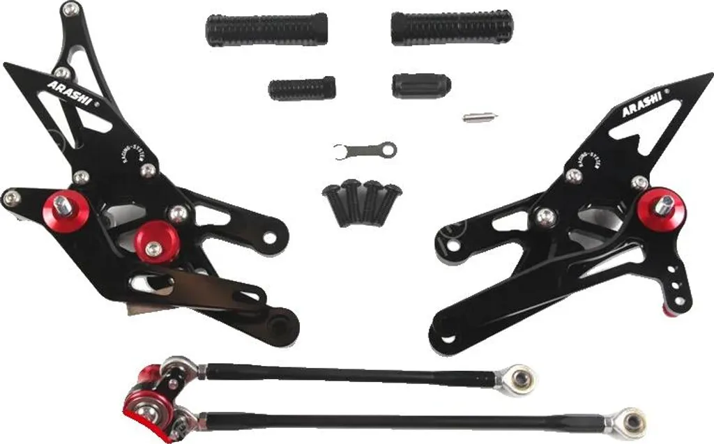 Commandes Reculées Repose-pieds Réglables CNC Noir pour Moto Sportive