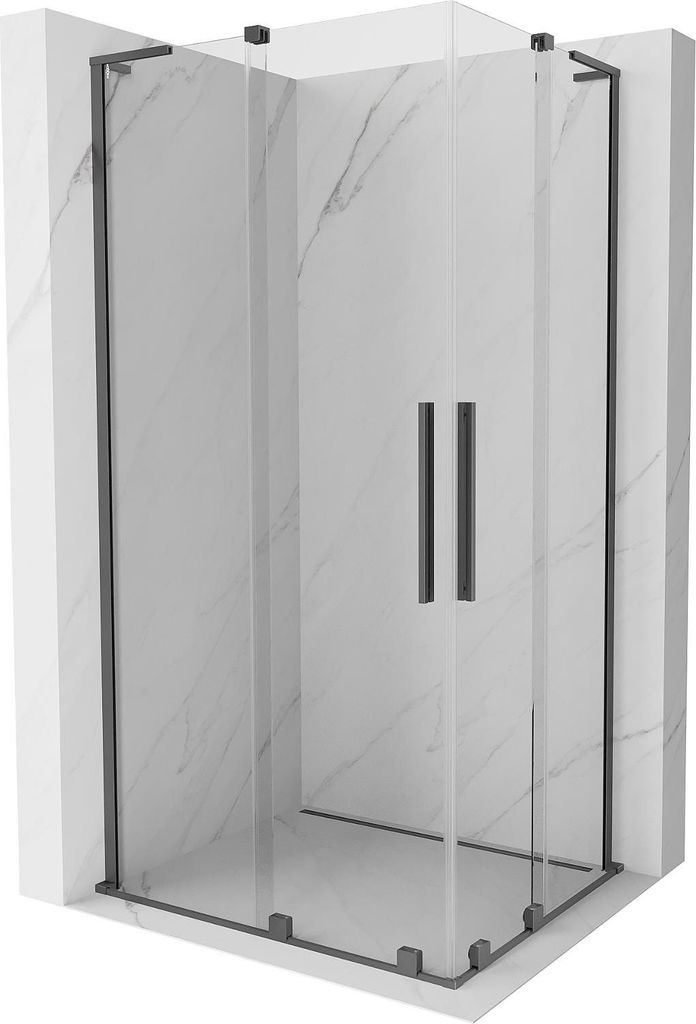 Mexen Velar L Duo Duschkabine Schiebetür 90 x 80 cm, transparent, gun metal - 871-090-080-02-03-95