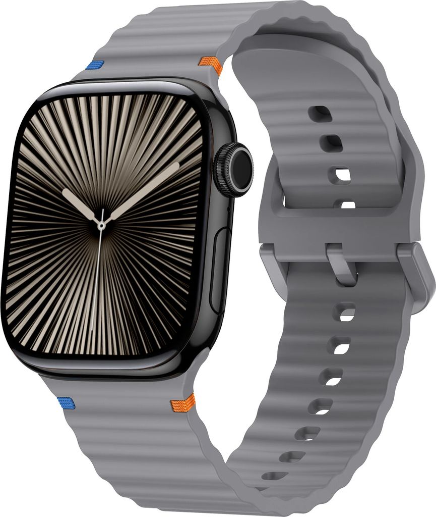 Strap-it Wave Silikonarmband mit Schnallenverschluss – passend für Apple Watch Serie 1/2/3/4/5/6/7/8/9/10/X/SE/Ultra – Silikonarmband für iWa...