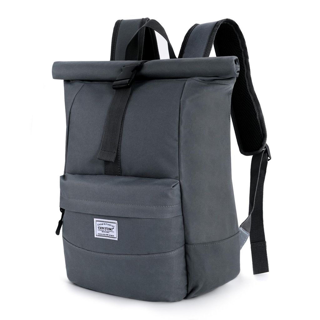 Cityrucksack Rolltop Rucksack Damen Herren Tagesrucksack mit Laptopfach, Modern Rolltop Rucksack Daypack, Wasserabweisend
