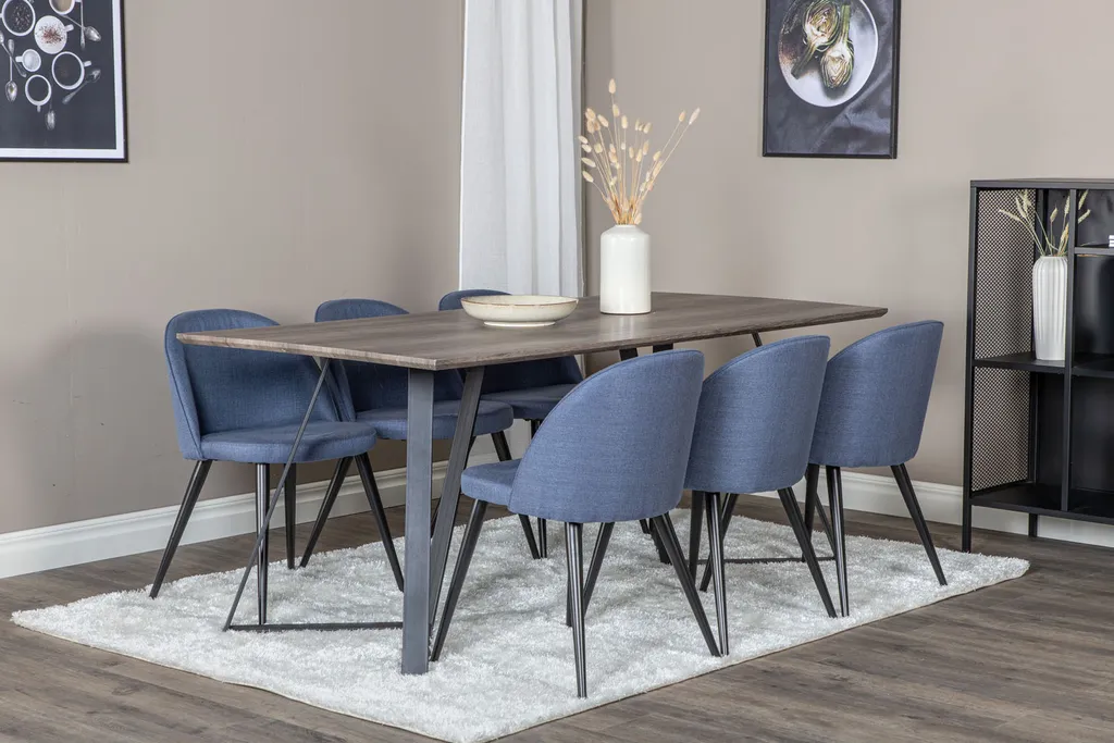 Grande table de repas rectangulaire Marina bois d'orme 180 cm