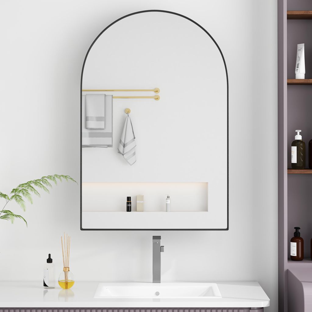 okwish Armoire miroir arrondie, meuble mural pour salle de Image du produit 