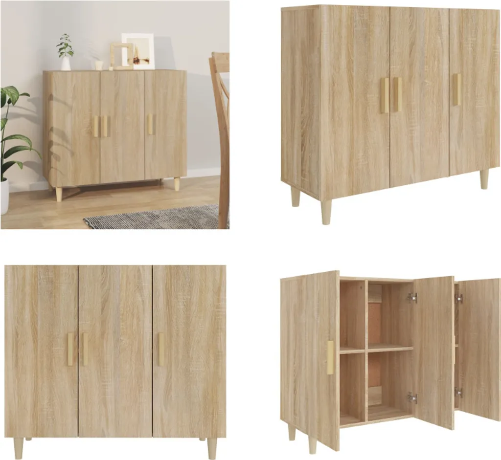 vidaXL Credenza rovere Sonoma 90x34x80 cm in legno - Credenza - Credenze - Armadio - Armadio portaoggetti