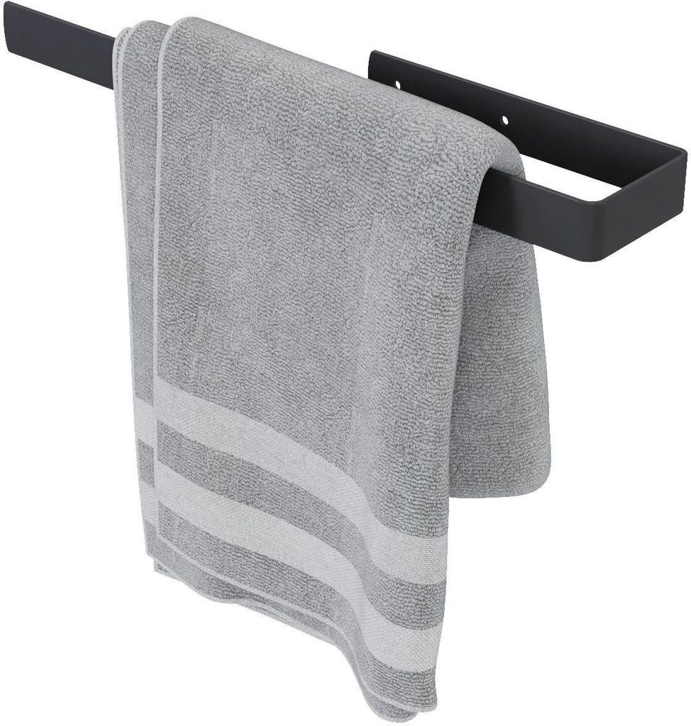 QLS Handtuchhalter 40 cm Wand Stange für Badezimmer Küche Stahl Schwarz 11114