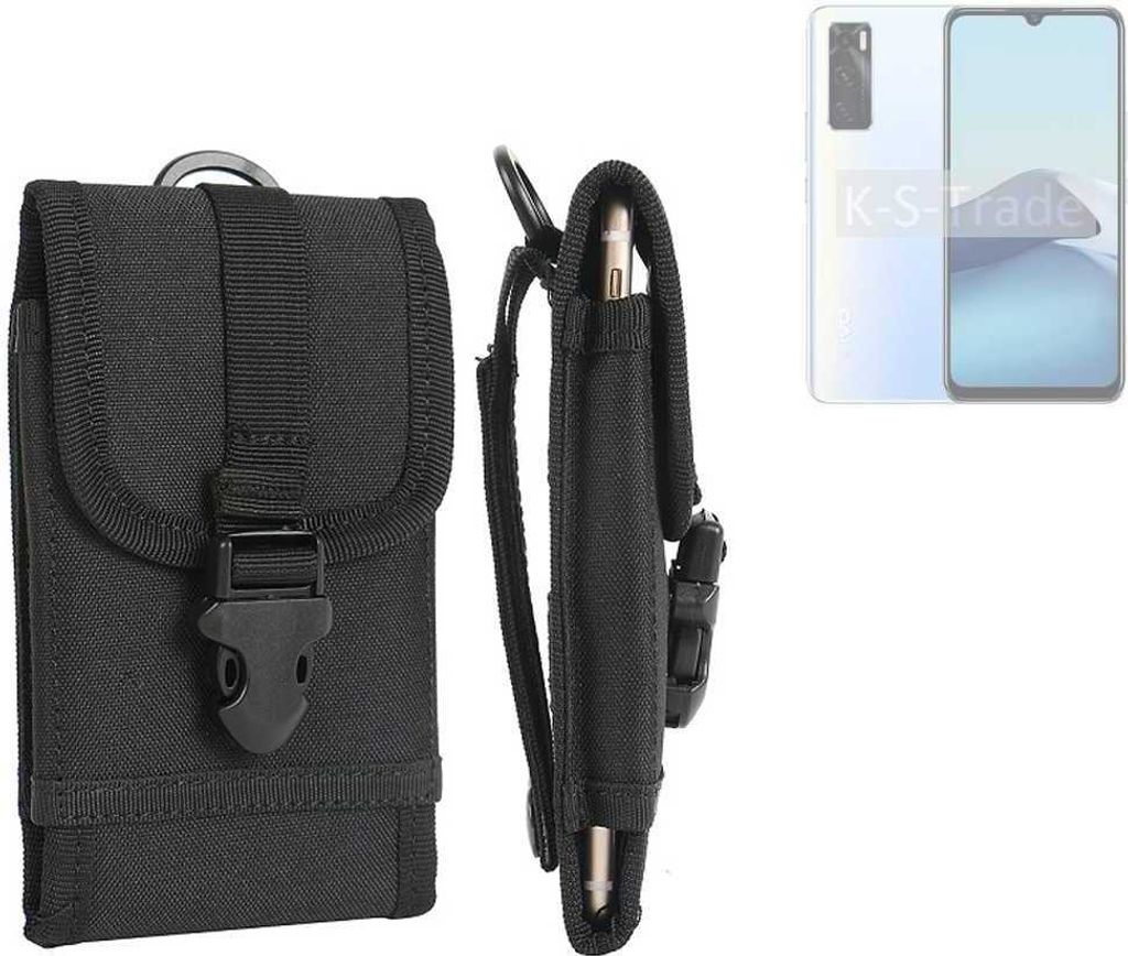 K-S-Trade Holster Handy Hülle kompatibel mit Vivo Y70 Holster Handytasche Gürtel Tasche Schutz Hülle Robust Outdoor schwarz