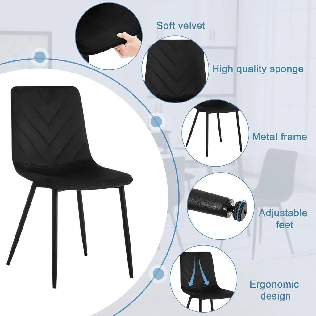 EUGAD Esszimmerstühle 4er Set, Samtstuhl mit Metallbeinen, Produktbild 5