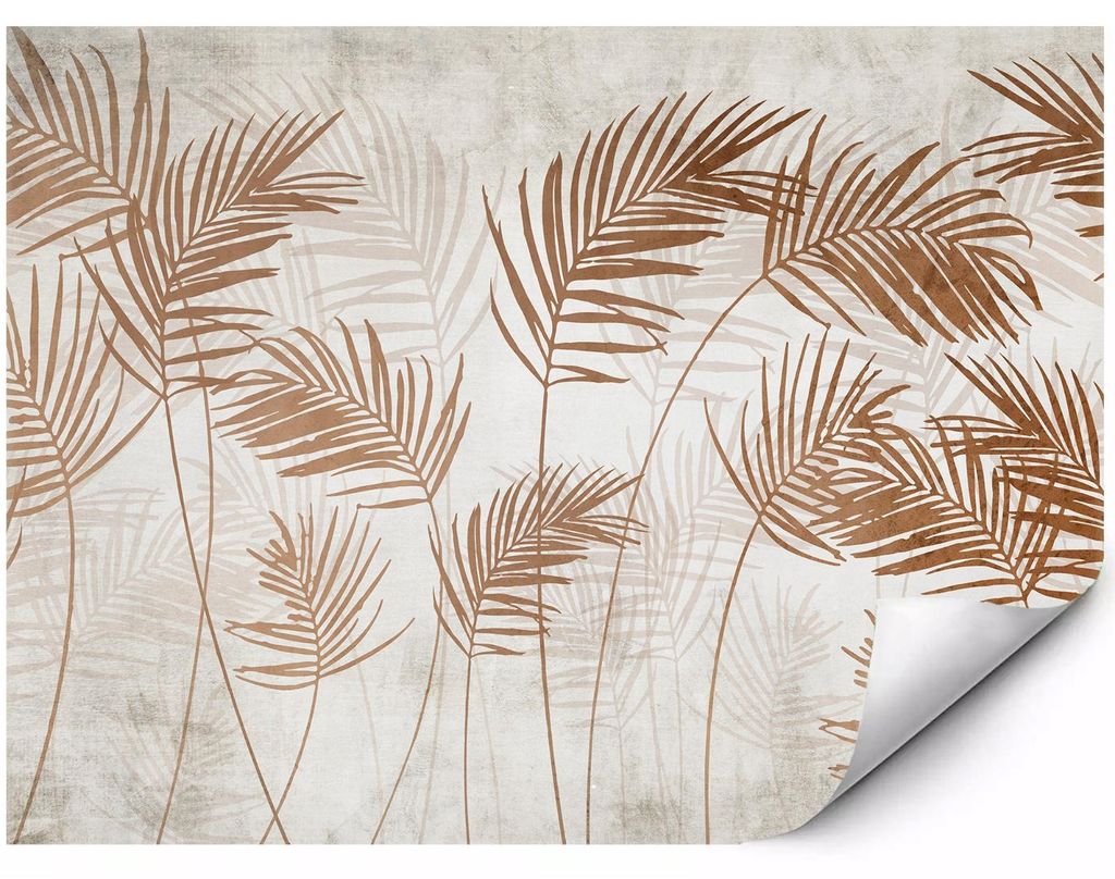 Fototapete Für Die Wand Braune Palmenblätter Auf Hellem Hintergrund Minimalistisches Tropisches Boho Motiv Voller Harmonie 350x250 cm