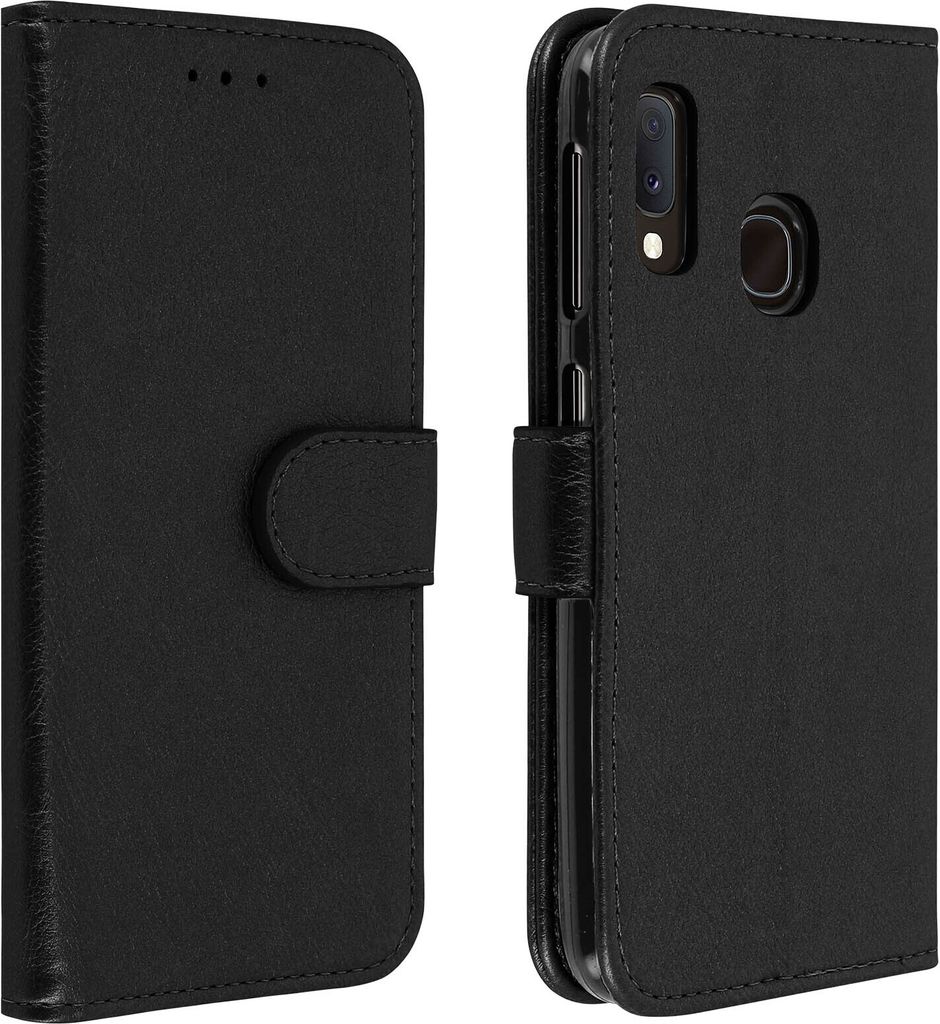 Avizar, Flip Cover Geldbörse, Klappetui Kunstleder für Samsung Galaxy A20e, Schwarz